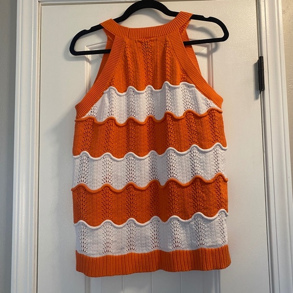 Tommy Hilfiger Sleeveless sweater orange and white womens Size XL - Picture 2 of 4